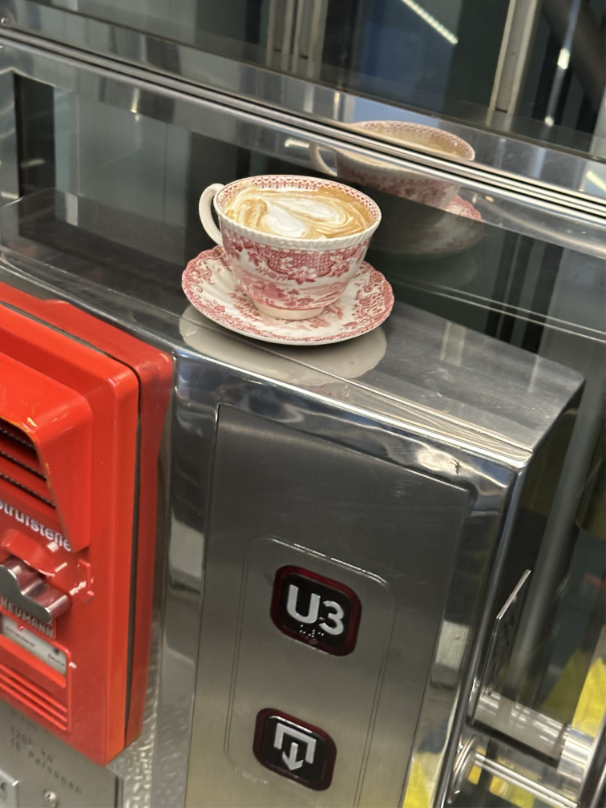 cappuccino in elevator